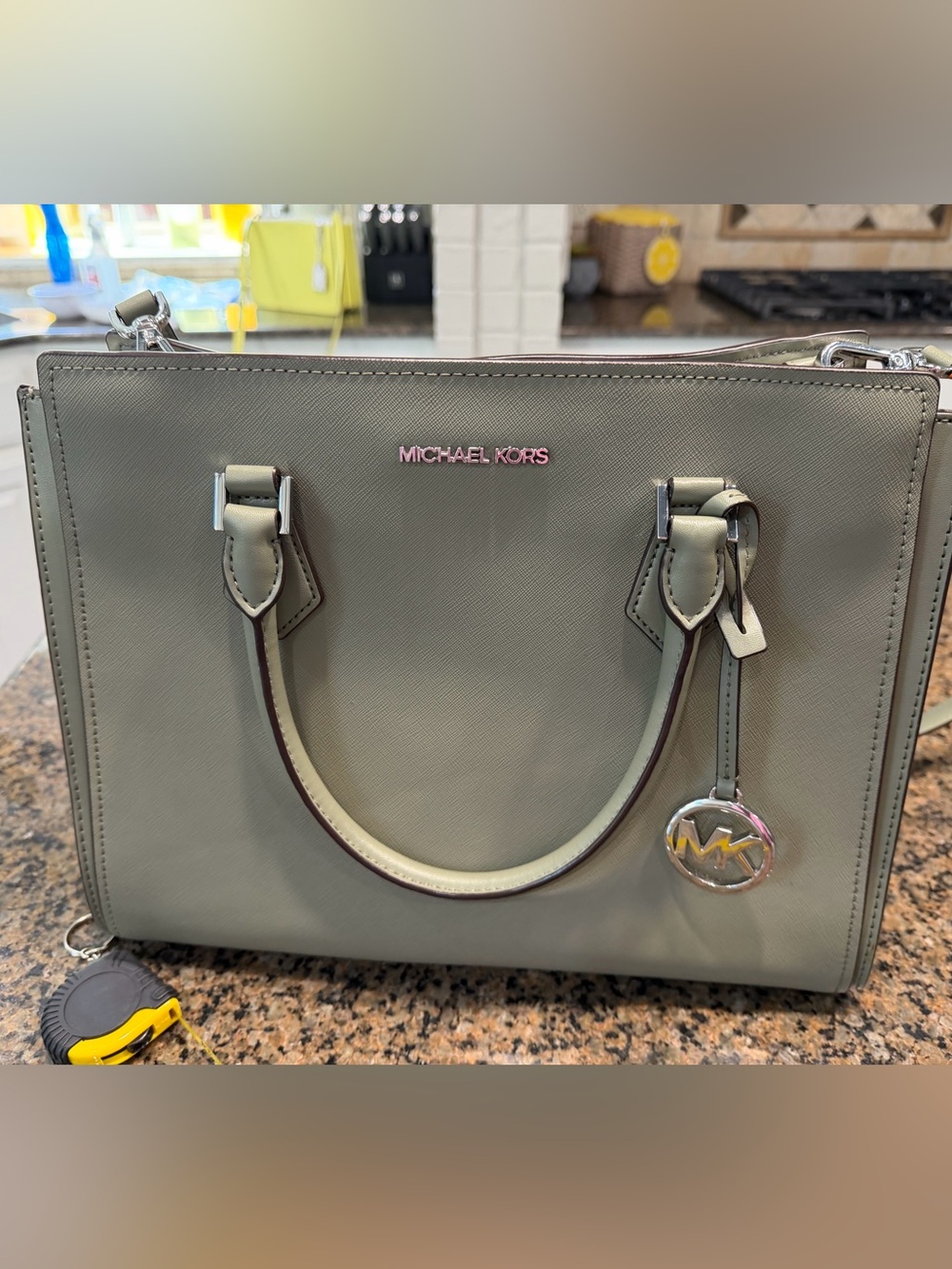 Michael Kors Sheila Medium Satchel Crossbody Bag - Light Sage Green